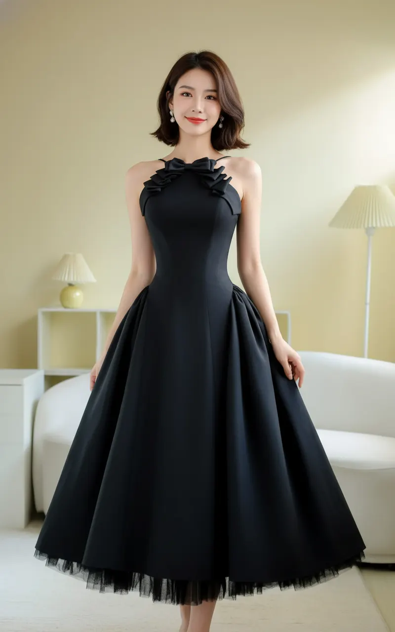 ISABEL DRESS แม็กซี่เดรสสายเดี่ยวคล้องคอ