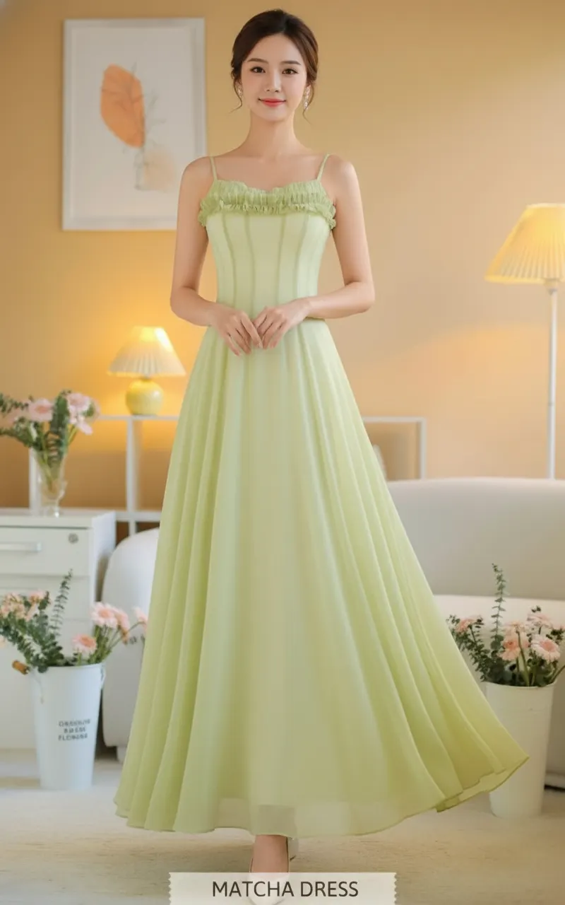 MATCHA DRESS แม็กซี่เดรสสายเดี่ยว