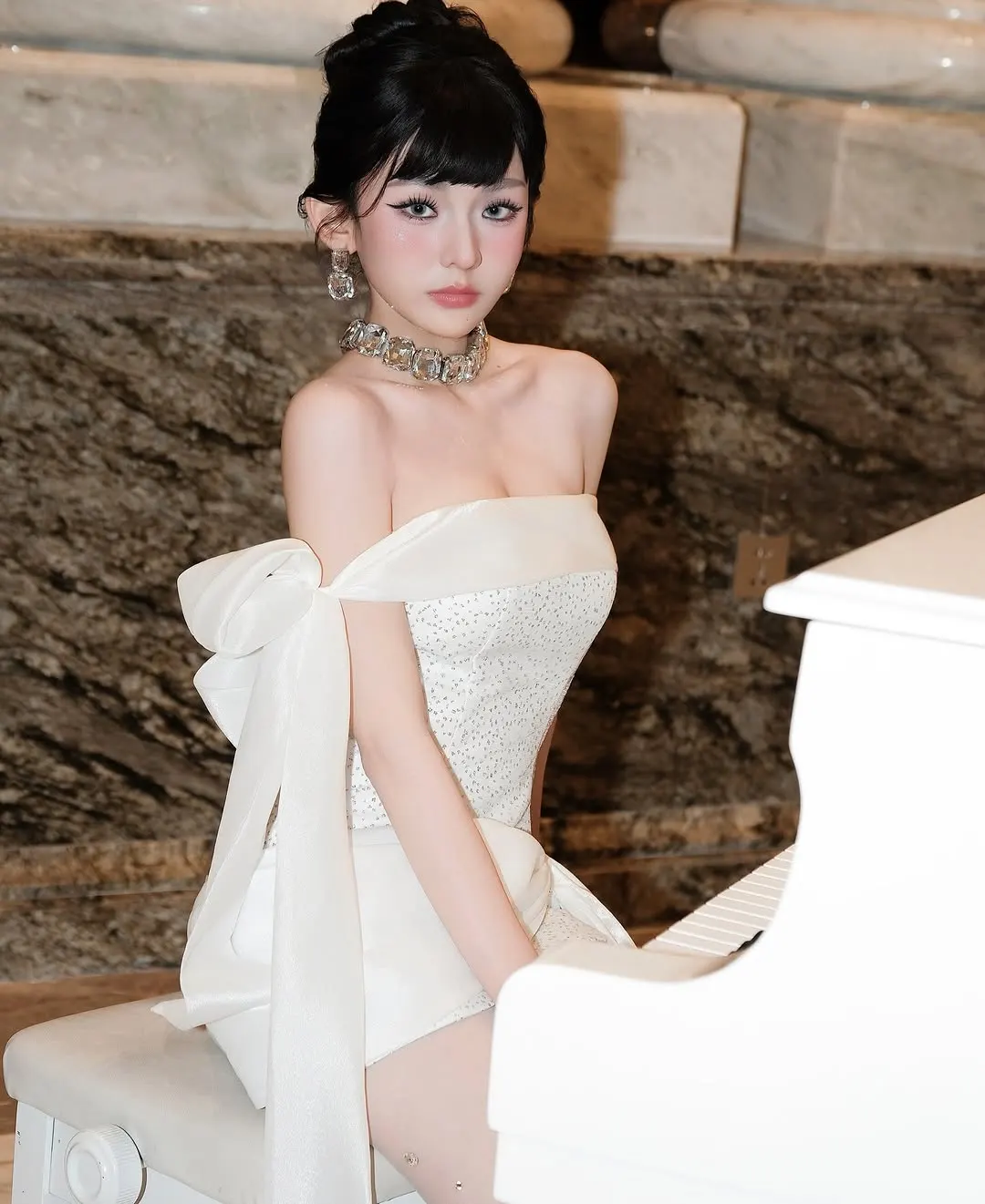 Preeemiya Nocturne Dress White Sparkle Mini