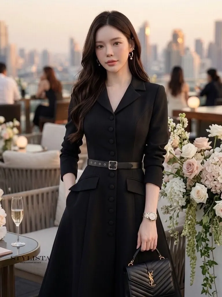 STYLISTA ชุดเดรสสูทสีดำ