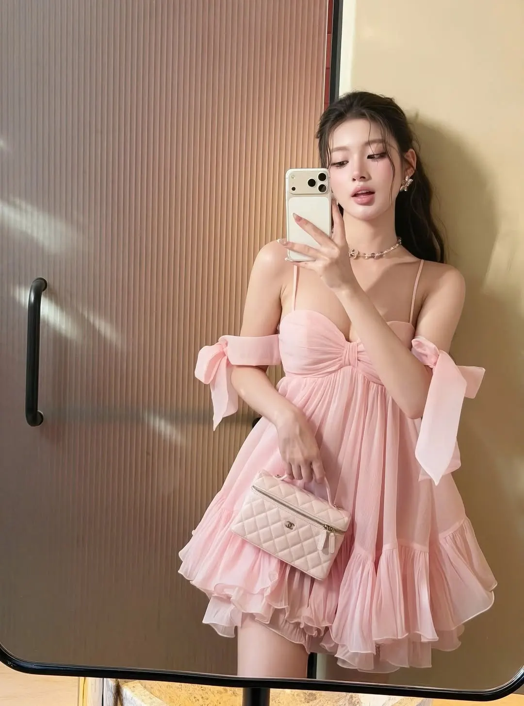 ChouChou Pink Ruffled Mini Dress