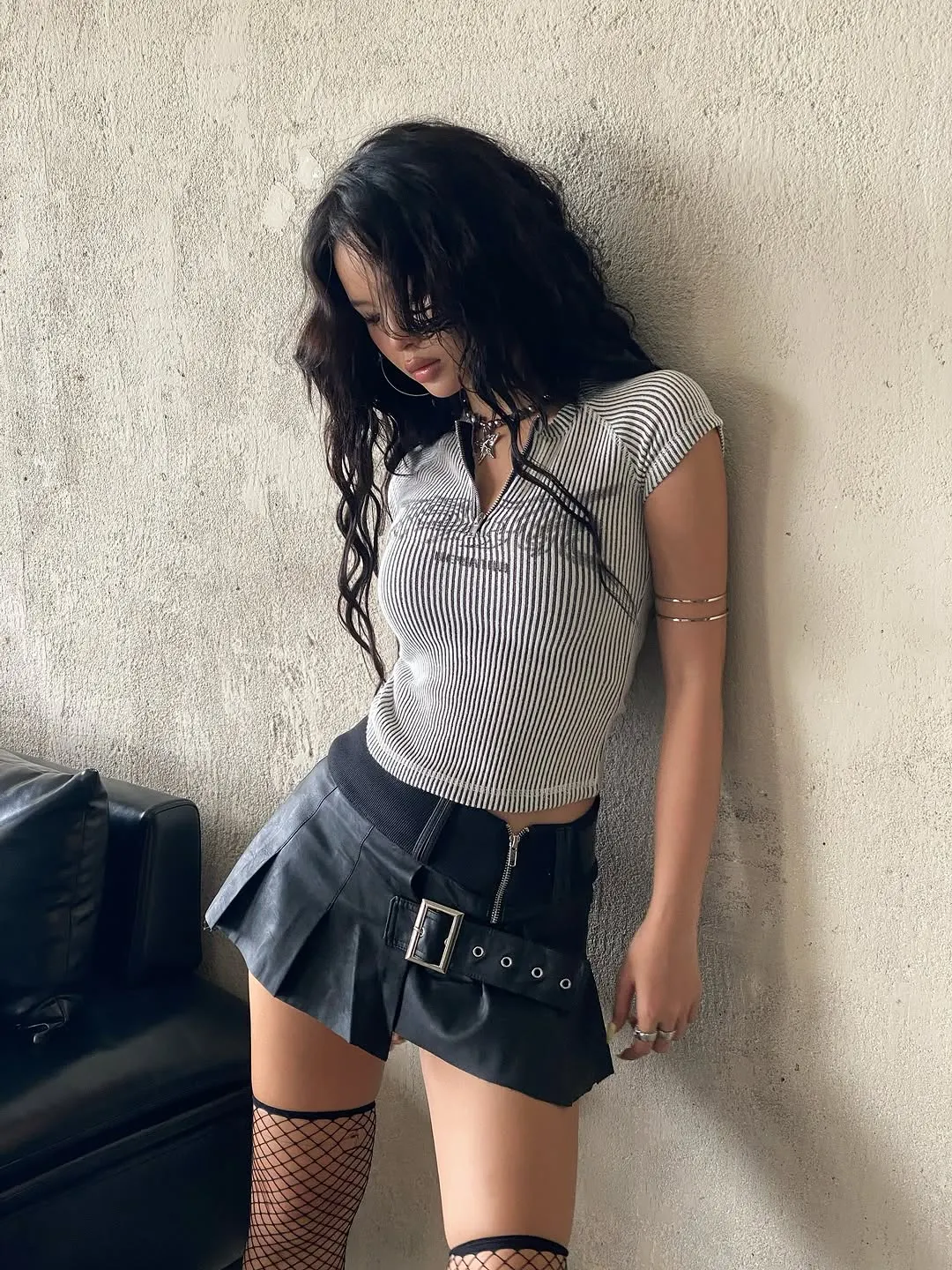 Is Me Wooly Tribal Babytee & Zen Leather Mini Skirt ⭕️เลือกกางเกง/กระโปรง