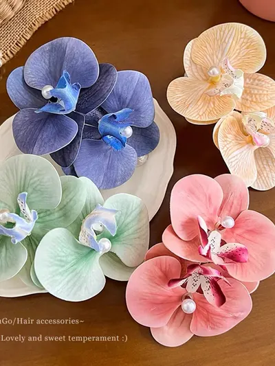 กิ๊บกล้วยไม้สี ส้ม-โอรส 4