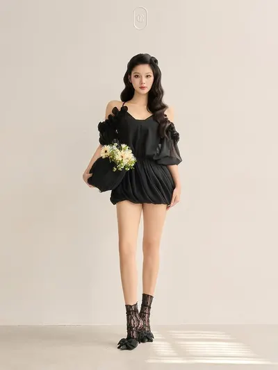 Black Romantic Balloon Dress 6