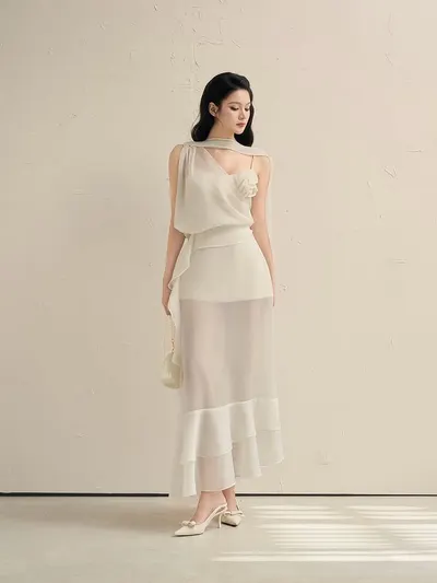เดรสยาว + ชุดซับสีครีม 5