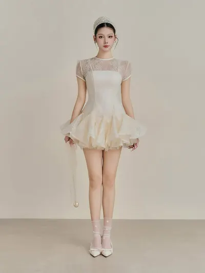 เดรส + ชุดซับสีครีมอ่อน 10