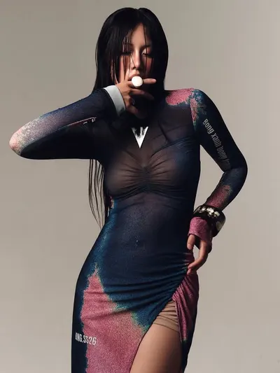 BONG Gradient High Neck Split Dress 2