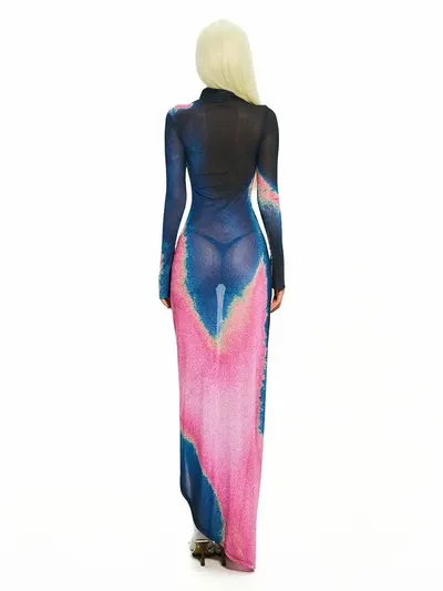 BONG Gradient High Neck Split Dress 6