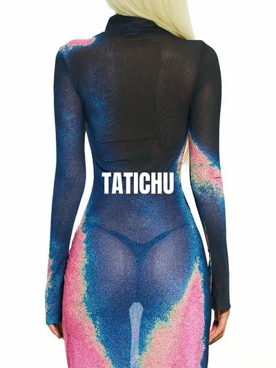 BONG Gradient High Neck Split Dress 7