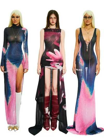 BONG Gradient High Neck Split Dress 8