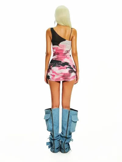 BONG One Shoulder Wrapped Hips BLOOMS HAND DRAWN 2