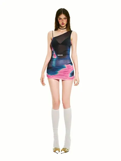 BONG One Shoulder Wrapped Hips Dress GRADIENT 3