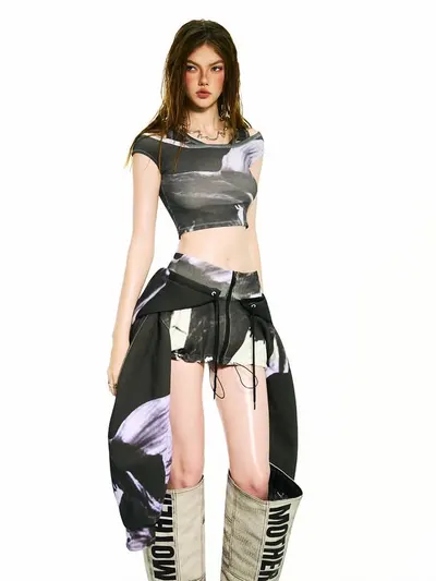 BONG Purple Blooms 2 in 1 Hoodie Skirt 3