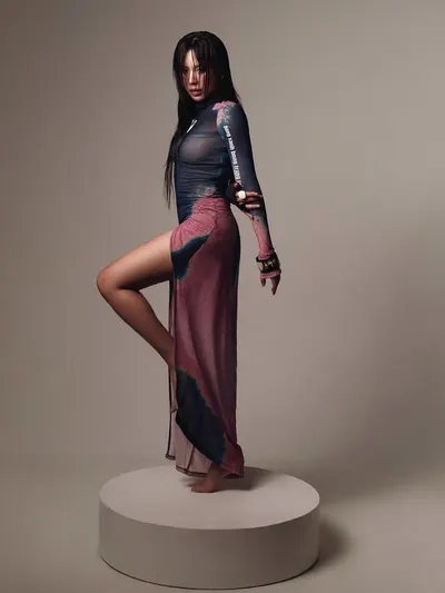 BONG Gradient High Neck Split Dress 9
