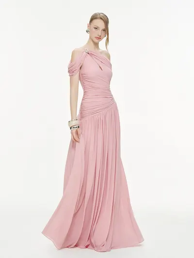 Mollynista Draped Off-Shoulder Stretch Mesh Dress 3