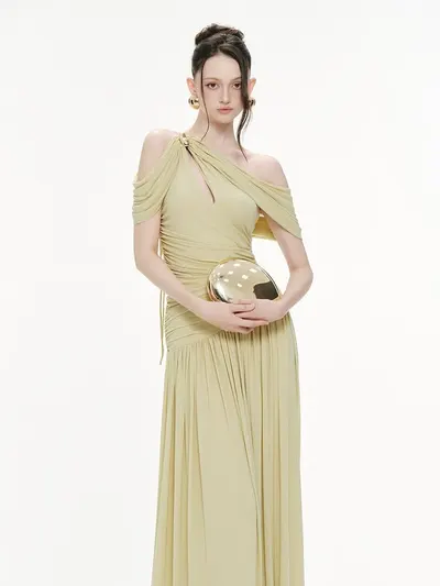 Mollynista Draped Off-Shoulder Stretch Mesh Dress 2