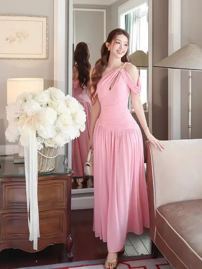 Mollynista Draped Off-Shoulder Stretch Mesh Dress 5