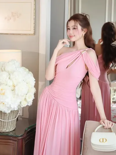 Mollynista Draped Off-Shoulder Stretch Mesh Dress 8