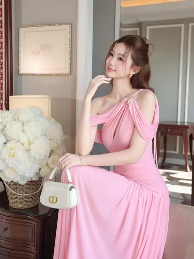 Mollynista Draped Off-Shoulder Stretch Mesh Dress 10