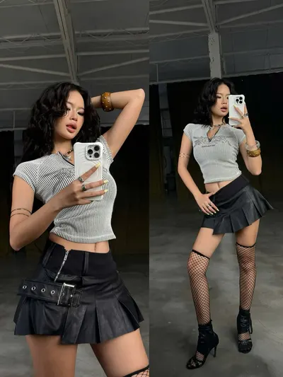 Is Me Wooly Tribal Babytee & Zen Leather Mini Skirt ⭕️เลือกกางเกง/กระโปรง 2