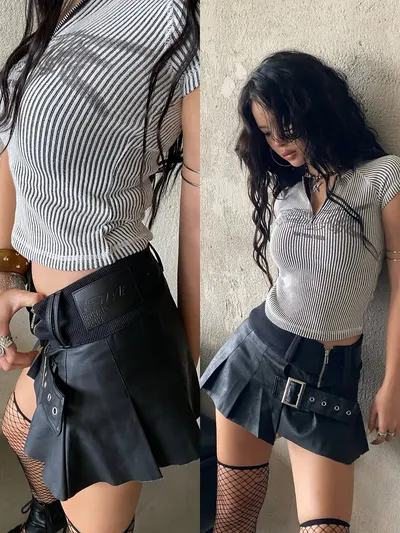 Is Me Wooly Tribal Babytee & Zen Leather Mini Skirt ⭕️เลือกกางเกง/กระโปรง 5