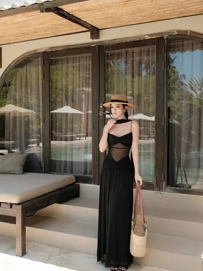 Obibi Brand Black Mesh Maxi Dress 3