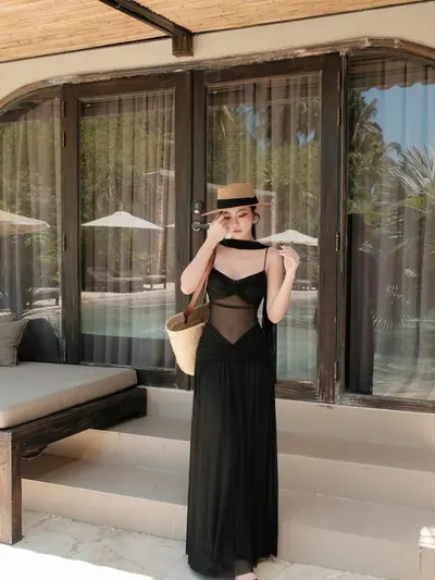 Obibi Brand Black Mesh Maxi Dress 4