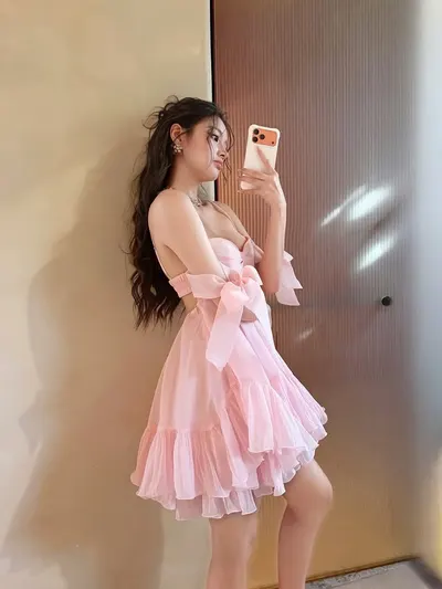 ChouChou Pink Ruffled Mini Dress 7