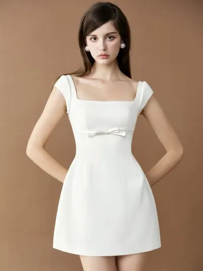 Anis PURE DRESS - Cream Square-Neck Mini Dress 6