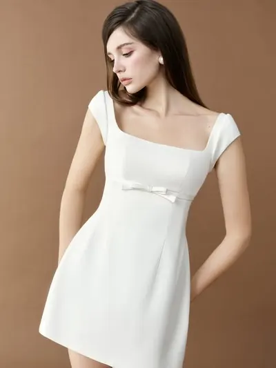 Anis PURE DRESS - Cream Square-Neck Mini Dress 7