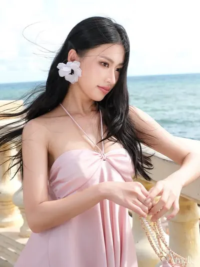 Bracha Dress - Pink Babydoll Dress with Lace Trim 7