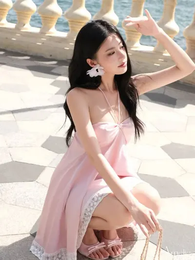 Bracha Dress - Pink Babydoll Dress with Lace Trim 8