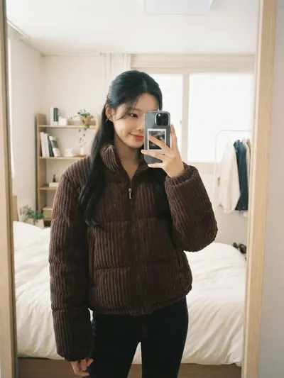 Puffer Jacket Brown Corduroy 3