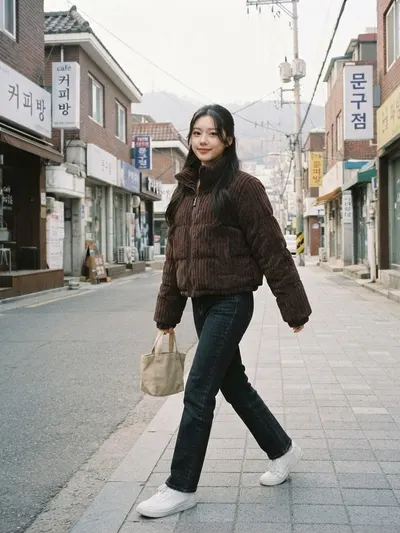 Puffer Jacket Brown Corduroy 2