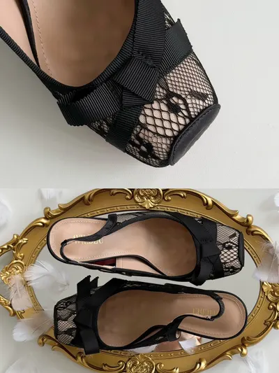 Ophelia Lace Slingback Heels 4