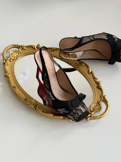 Ophelia Lace Slingback Heels 2