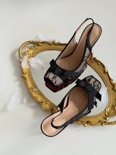 Ophelia Lace Slingback Heels 5