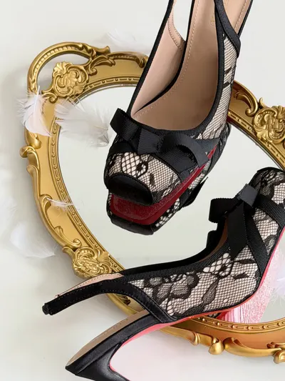Ophelia Lace Slingback Heels 7
