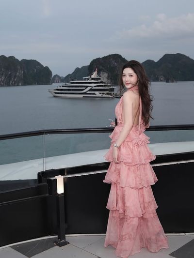CHAU HY BST Velour Sea 2026 Pink Tiered Maxi Dress